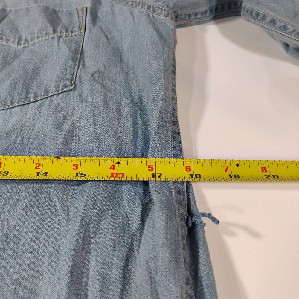 Lauren Ralph Lauren Women's Size 6 Denim Blue Shirt Dress Pearl Buttons Pocket - Picture 13 of 16